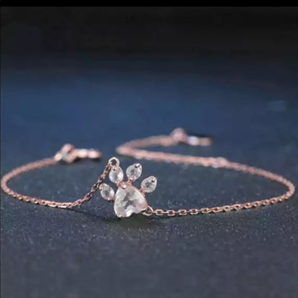 Rose Gold Diamond Paw Bracelet